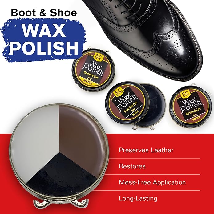Stone and Clark Leather Shoe Shine Kit - 13 PCS Shoe Polish Kit for Complete Leather Boot Care, Compact & Travel Friendly