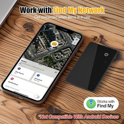 Wallet Tracker 2 Pack Rechargeable Item Tracker, 8-Month Battery Life Smart Track Card, Slim Wallet Finder Works with Apple Find My (iOS Only), Sound Alerts Item Finder for Luggage, Purse, Phone
