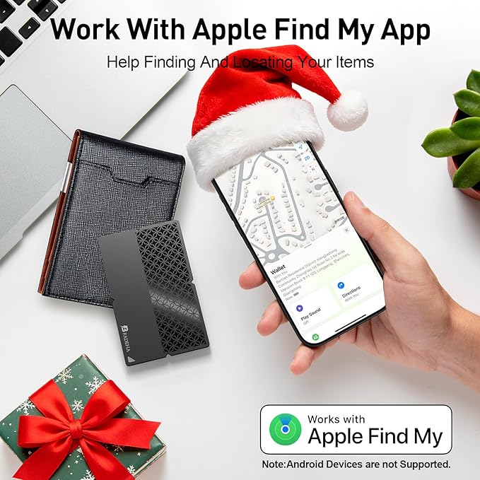 2025 [Apple MFi Certified] (iOS Only) Bluetooth Tracker Smart Card for Apple Find My iPhone Wallet GPS Tracker, 5-10 Years Staying Power, Keys Finder and Item Locator for Keys, Bags, Passport