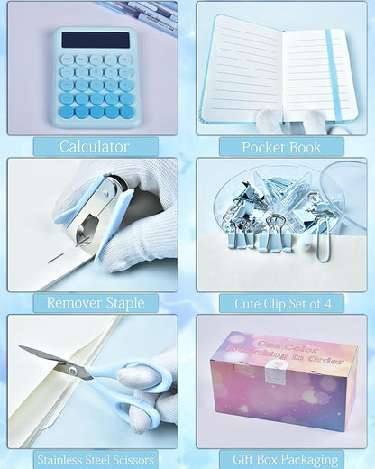 Blue Desk Organizers and Accessories With Mesh Desk Organizer and 360°Rotating Pen Holder and a Lot of Office Blue Office Supplies Beautifully Presented in a Gift Box Christmas Gifts