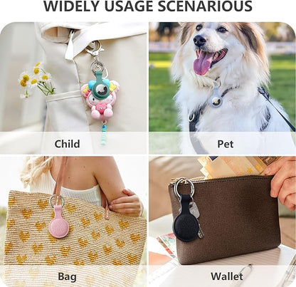 Lerobo Flower Engraved AirTag Holder Compatible with Apple AirTags 4 Pack for Kids Soft Silicone AirTag Case with Keychain Protective Air Tags Dog Collar Cute Air Tag Holder for Bags Keys Trackers