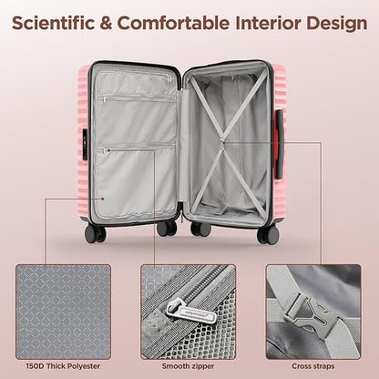 SHOWKOO Luggage Sets 3 Piece Hardside Expandable Suitcase with Double Spinner Wheels Tsa Lock Pink (20in/24in/28in)