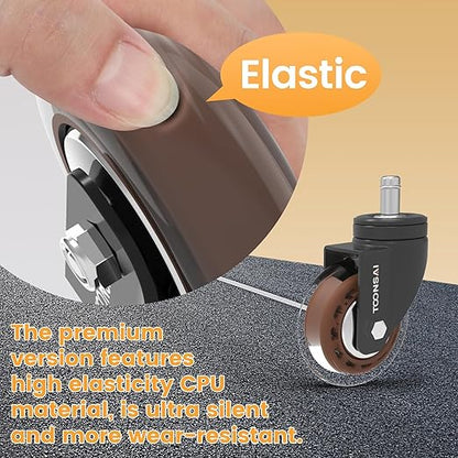 Upgraded,3 Inch Office Desk Chair Wheels Replacement, Computer Gaming Casters for Carpet, Stem 7/16-7/8 Set of 5 for Furniture Hardwood Hard Floors Chair Castors Tile Smooth Safe Quiet Rolling 1100 LB
