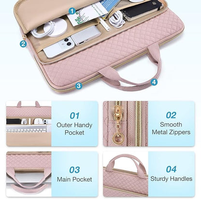 BAGSMART Laptop Case Compatible with 13-13.3 inch Notebook,Compatible with MacBook Pro 14 Inch,MacBook Air,Protective Carrying Bag with Pocket,Handles,Pink