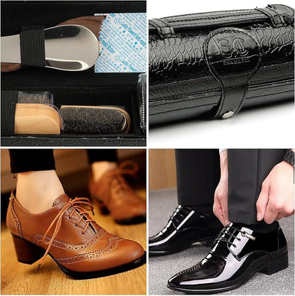 Stone and Clark Leather Shoe Shine Kit - 13 PCS Shoe Polish Kit for Complete Leather Boot Care, Compact & Travel Friendly
