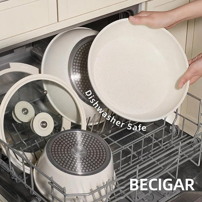23PCS Ceramic Pots and Pans Set,Nonstick, Removable Handle Pots and Pans Set, Stackable Pan Set, Ceramic Nonstick Pan Non Stick for Easy Cooking