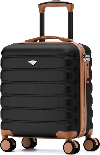 Flight Knight Carry On Suitcase 18x14x8 Hardside Built In TSA Lock & USB Port Lightweight Luggage Silent Double Spinner Wheels Maximum Underseat Carry-On Bag For American & United Approved Airlines