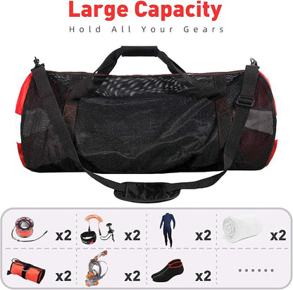 30” Mesh Dive Gear Bag – Durable Scuba Diving & Snorkeling Equipment Duffel for Fins, Mask, Wetsuit – Quick-Dry Large Dive Bag with Shoulder Strap
