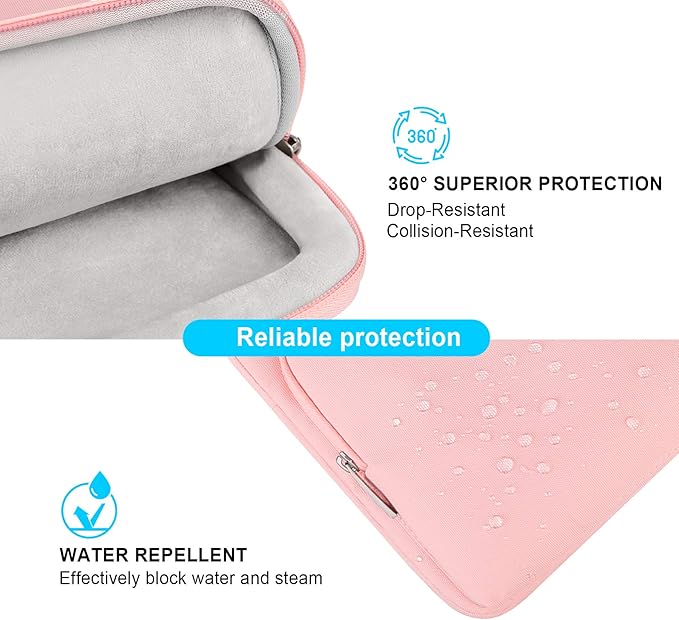 Lacdo 360° Protective Laptop Shoulder Bag, 16 inch Laptop Bag for 16 inch New MacBook Pro M4/M3/M2 /M1 Pro Max A3403 A3186 A2991 A2780 A2485 2024-2019, 15" Surface Laptop 7th Copilot+PC Computer, Pink