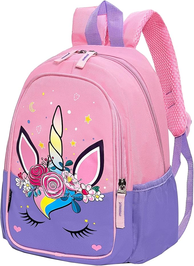 11 Inch Kids Small Toddler Preschool Travel Backpack Cool Cute Cartoon Daypack（Unicorn Purple）