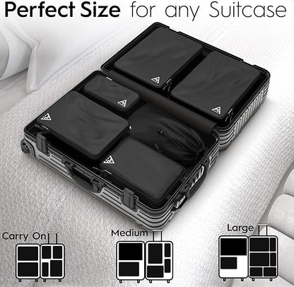 8-Piece Luxury Compression Packing Cubes & Bags for Travel – Maximize Space in Luggage with HybridMax Double-Capacity Design, 50 Luggage Tags, Deluxe Set, Lifetime Satisfaction Suitcase Organizer Bags