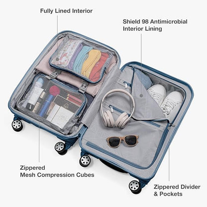 Traveler's Choice Pagosa Indestructible Hardshell Expandable Spinner Luggage, Slate Blue, 22-Inch Carry-on