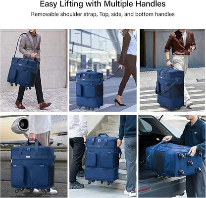 Hanke Expandable Collapsible Luggage with Wheels Suitcase Luggage Rolling Travel Bag Duffel Bag for Men Women Lightweight Suitcase Large Capacity with Spinner Wheel (Blue)