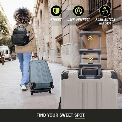 Kenneth Cole REACTION Out of Bounds Lightweight Hardshell 4-Wheel Spinner Luggage, Mushroom, 20-Inch Carry On