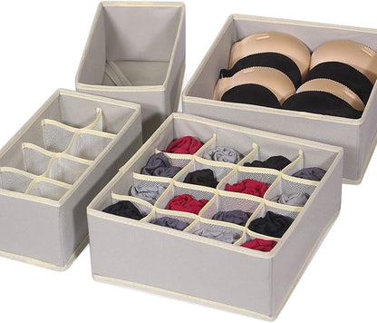 9 Pack Foldable Drawer Organizer Dividers Cloth Storage Box Closet Dresser Organizer Cube Fabric Containers Basket Bins for Underwear Bras Socks Panties Lingeries Nursery Baby Clothes Gray