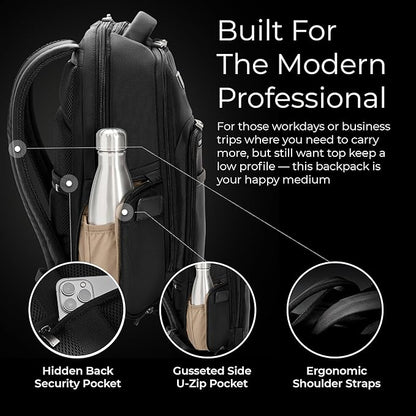 Briggs & Riley Medium Cargo Backpack for Women & Men - Laptop Backpack, For Work & Travel, Lightweight & Durable, Padded Straps, Fits up to 15" Laptop - @work Collection, Black