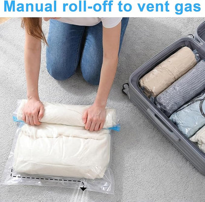 4pcs Travel Compression Bags For Packing 2 Sizes Roll Up Space Saver Bags No Vacuum or Pump Needed Packing Bag For Travel Clothing Storage Luggage Backpack
