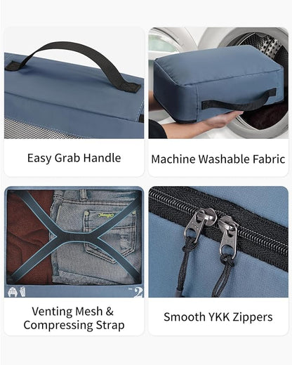 ECOHUB 7 Set Packing Cubes Tear-Resistant Luggage Packing Organizers with Number Icon for Travel Accessories Luggage Suitcase Machine Washable Packing Cubes (Blue)