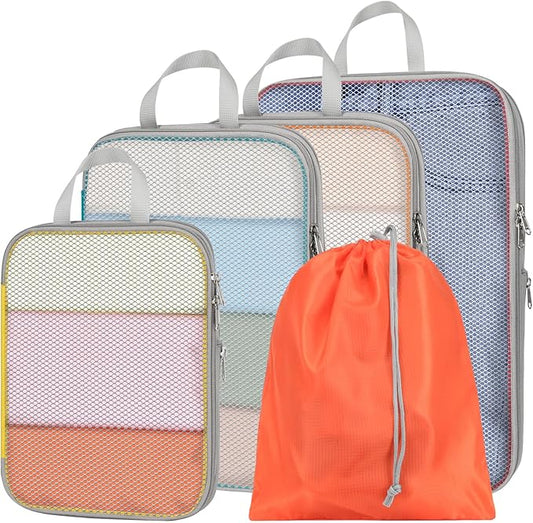 Cambond Compression Packing Cubes for Travel Women - Expandable Travel Bags Luggage Organizers Travel Essentials Compression Cubes for Travel Carry on Suitcases Organizer