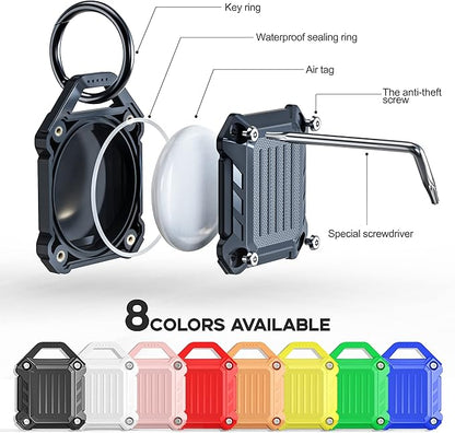 DOVICK- Waterproof Airtag Keychain Holder Case,Screw Full Cover Compatible with Apple Air Tag Tracker Key Ring (Mix 4 Pack)