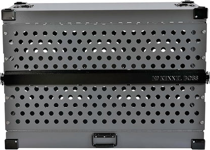 Heavy Duty Fully Collapsible Powder-Coated Aluminum Dog Crate - Medium-Long (Gray)