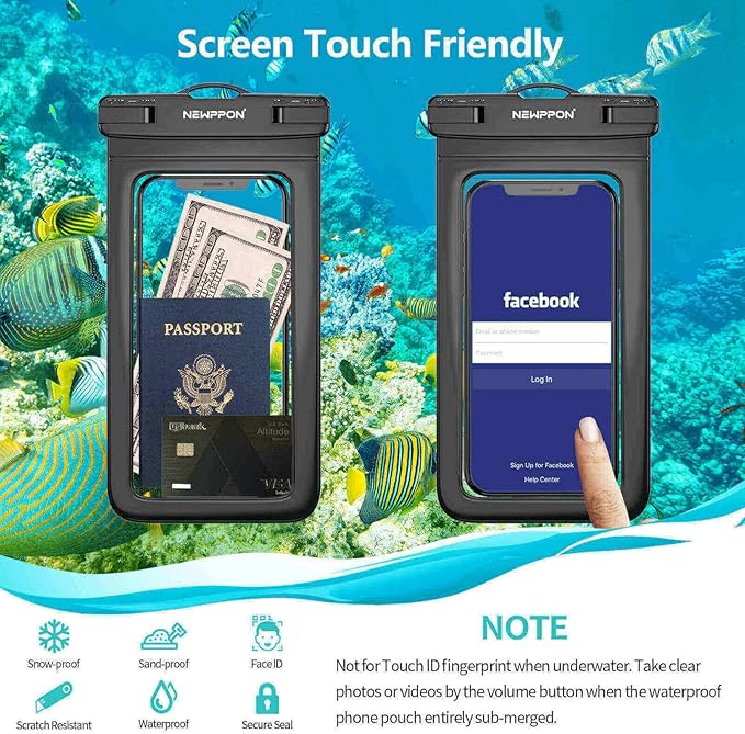 Waterproof Cell Phone Pouch : 4 Pack Float Clear Cell Holder Protector with Lanyard - Universal Floatable Water Proof Dry Bag for iPhone Samsung Galaxy for Beach Swimming Pool