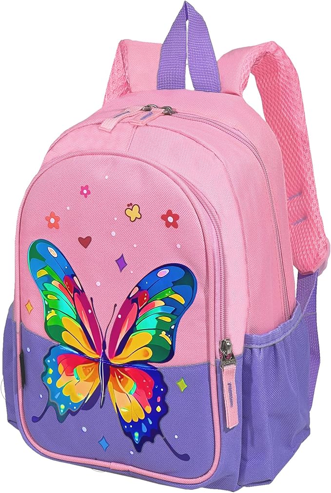 11 Inch Kids Small Toddler Preschool Travel Backpack Cool Cute Cartoon Daypack（Butterfly Purple）