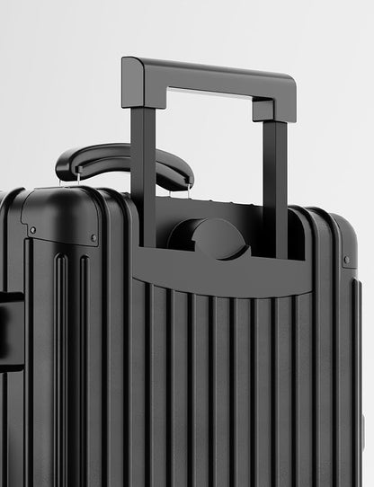 KARGO 20 Inch Carry-On Luggage - Polycarbonate Hard Shell Suitcase with Aluminum Corners, Smooth-Rolling Wheels, Leather Handle, Aluminum Frame Luggage, Zipperless TSA Lock (Black, 20 Inch Carry-On)