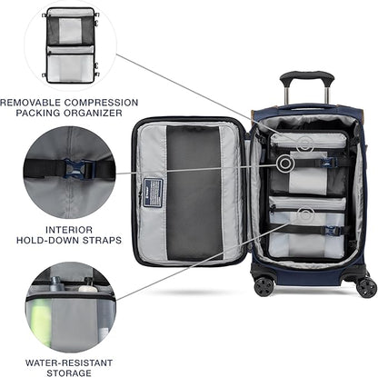 Travelpro Crew Classic Lightweight Softside Expandable Carry on Luggage, 8 Wheel Spinner Suitcase, Men and Women, Compact Carry On 20-Inch, Patriot Blue