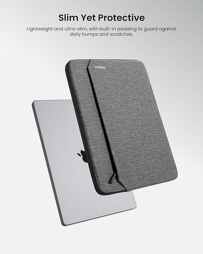 tomtoc Slim Laptop Sleeve for 15-inch 2025 New MacBook Air M4/A3241, M3/A3114, M2/A2941, 15 Inch Microsoft Surface Laptop AI PC/6/5, Dell XPS 15 Plus, Recycled Water-Resistant Protective Case Bag