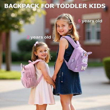 YOOLIFE Birthday Gifts for Toddler Kids - Small Initial Backpack for Toddler Kid, Purple School Backpack for Granddaughter Daughter Purple P