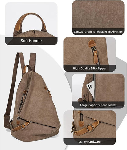 KL928 Canvas Vintage Backpack – Large Casual Daypack Outdoor Travel Rucksack Hiking Backpacks for Men Women