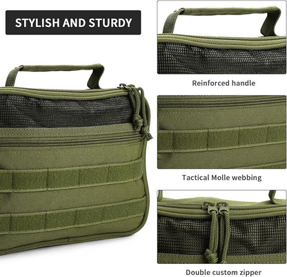 Tactical Toiletry Bag for Men, Travel Hanging Toiletry Bags, Toiletries Organizer Dopp Kit, Travel Cosmetic Bag,Shaving Hygiene Bag, Bathroom Essentials Men's Toiletry Bag for Camping - Army Green