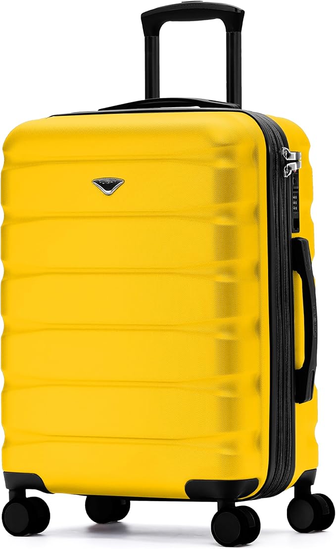 Flight Knight 24x16x10 Expandable Carry On Suitcase Hardside TSA Lock USB C Lightweight Luggage Silent Double Spinner Wheels Maximum Overhead Carry-On Bag For Virgin & South West Approved Airlines