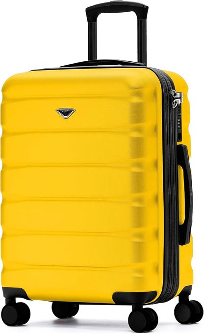 Flight Knight 24x16x10 Expandable Carry On Suitcase Hardside TSA Lock USB C Lightweight Luggage Silent Double Spinner Wheels Maximum Overhead Carry-On Bag For Virgin & South West Approved Airlines