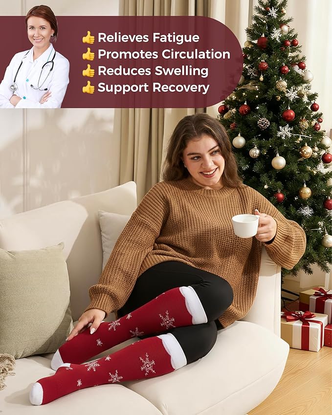 Momcozy Compression Socks for Women Wide Calf, 15-20mmHg Knee High Support Socks for Pregnancy, Nurses, Travel, Flying
