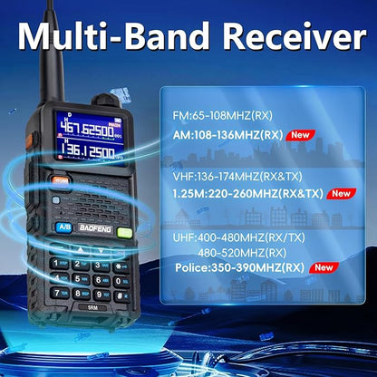 Baofeng Radio Ham Radio Handheld 5RM 10W Long Range 4 Rechargeable Batteries NOAA Weather Two Way Radio Walkie Talkie for Adults with Programming Cable,999CH for Survival Gear Hunting Camping, 2 Pack