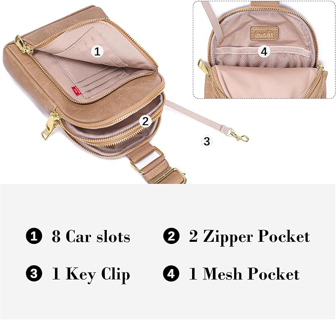 INICAT RFID Blocking Sling Bag,Anti Theft Crossbody Bags for Women,Travel Gifts Cross Body Purses Vegan Leather
