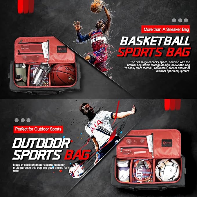 Sneaker Bag for Travel/Sneakerhead gift/Outdoor Sports Bag/Gym Bag /, A Multi-functional Travel Duffel Bag with 3 Adjustable Dividers, & Shoulder Strap,Made of Nylon, by Krone Kalpasmos-classic