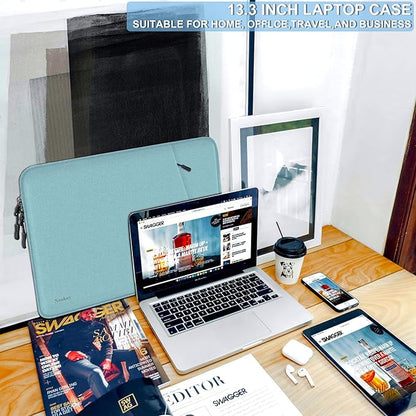 Laptop Sleeve Case 13.3 inch, Shockproof Protective Computer Cover with Accessories Pocket, Laptop Bag Compatible with MacBook Air/Pro 13-13.3 inch, Compatible for MacBook Pro 14 inch, LightBlue