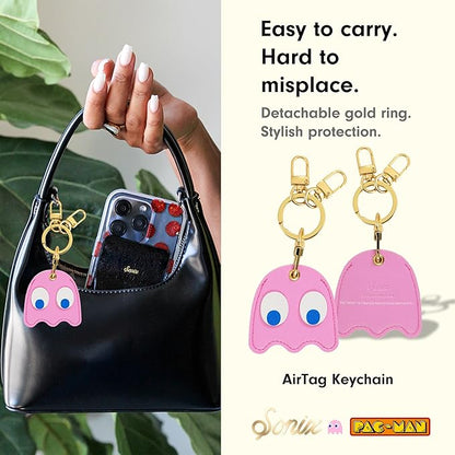Sonix Keychain Case Compatible with Apple AirTag | Protective AirTag Cover Keychain Charm | Pac-Man Classic - Pinky