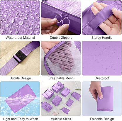 Packing Cubes for Travel - 8 Set Luggage Organizer Bags for Family, Mesh Breathable Packing Cubes for Suitcases Durable Travel Essentials Bags Set