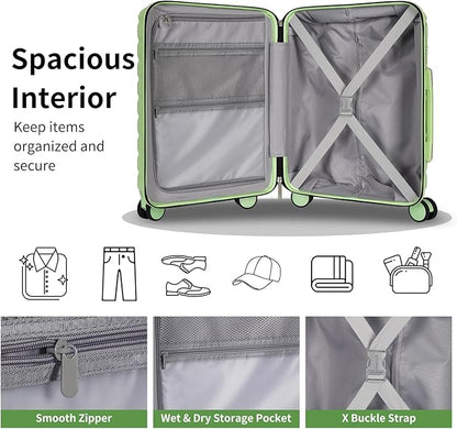 5-Piece Lightweight Luggage with Backpack Sets, ABS+PC Hard Shell Suitcase with TSA Lock & YKK Zipper (Avocado Green, 20in/24in/28in/BP/TB)