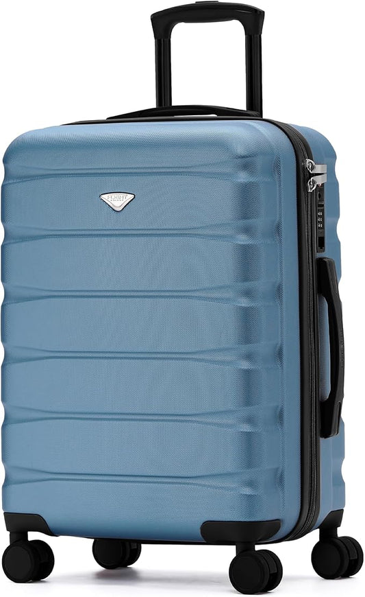 Flight Knight 24x16x10 Expandable Carry On Suitcase Hardside TSA Lock USB C Lightweight Luggage Silent Double Spinner Wheels Maximum Overhead Carry-On Bag For Virgin & South West Approved Airlines