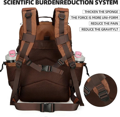 45L Tactical Assault Backpack 3 day assault pack with Molle Waterproof backpack Rucksack for Tactical Backpacks (Dark brown)