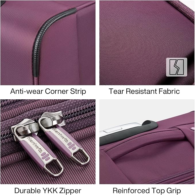 Hanke 28 Inch Luggage Softside Expandable Suitcases with Spinner Wheels, Travel Checked Luggage for Women Men(Purple)