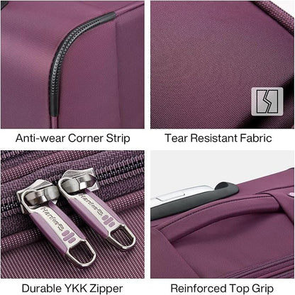 Hanke 24 Inch Luggage Expandable Softside Checked Suitcases with Spinner Wheels, Upright Rolling Luggage Suitcases Travel TSA Luggage Bag for Women Men(Purple)