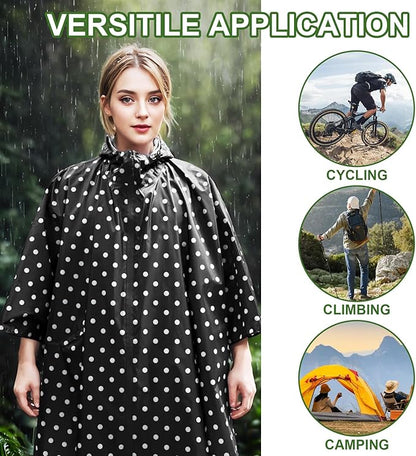 Hooded Rain Ponchos for Adult - Rain Coat and Rain Jacket with Waterproof Pocket and Zipper