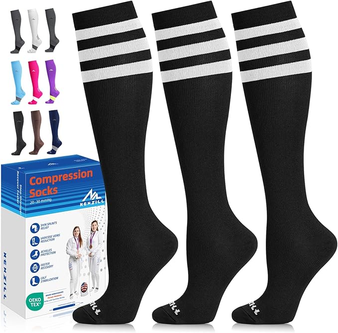 NEWZILL Medical Compression Socks for Women & Men, 20-30 mmHg Knee-High Support for Circulation, All-Day Comfort for Work Travel Running Cycling and Fitness
