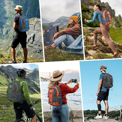 25L Small Hiking Backpack Daypack for Men Women, Waterproof Outdoor Backpack with Chest Strap for Camping, Lake Blue